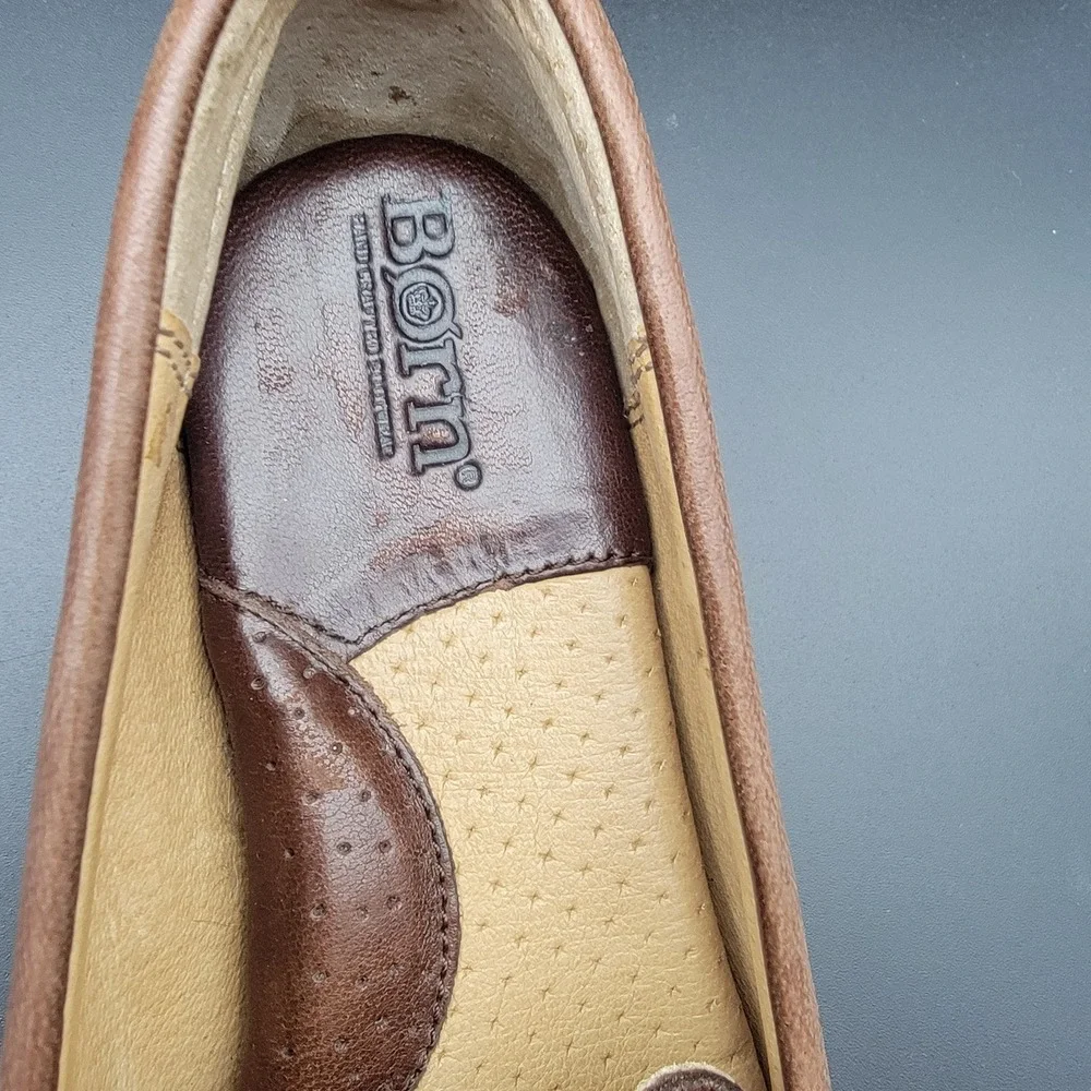 Born Loafers Driving Casual Shoes Slip On Mens Size 6M Brown‎ Leather W6238